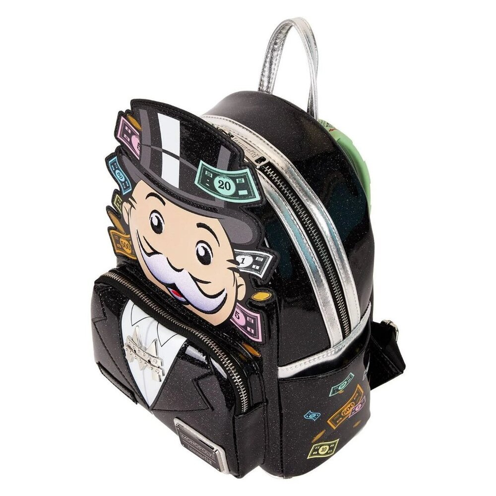 Loungefly Hasbro Monopoly 90th Anniversary Pennybags Glitter Backpack NWT​ - Picture 4 of 6